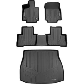 SMARTLINER Custom Fit All Weather Black 2 Row Floor Mat Liners and Cargo Liner Set Compatible with 2021-2023 Toyota Venza