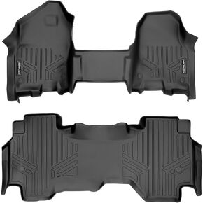 MAXLINER Floor Mats 2 Row Liner Set (Both Rows 1pc) Black for 2019-2021 Ram 1500 Quad Cab with Front Row Bench Seat Only