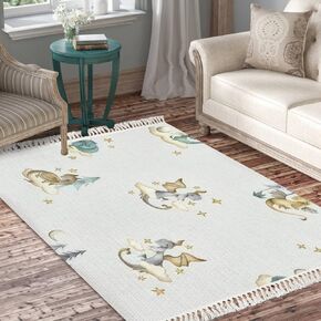 Rug Dragon Baby Animals Watercolor Scandinavian Chic Area Rug Washable Hallway Runner Rug Meditation Mat Minimalist Home Decor for Living Room Bedroom Nursery Playroom Classroom