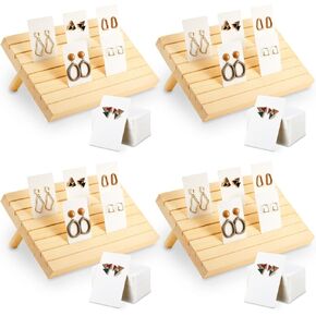 124 Pcs Wood Earring Display Holder 4 Set Earring Display for Selling Jewelry Display with Earring Card for Jewelry Selling