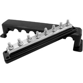 600A Bus Bar Heavy Duty Power Distribution Block 48V DC Busbar Box with 4 x M10(3/8") Terminal Studs for Battery Marine Automotive RV Car Truck (Black & Red)