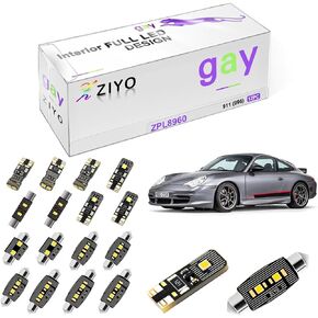 ZIYO ZPL8960 - (12 Bulbs) LED Interior Light Kit Replacement for Porsche 911 996 / Carrera/Turbo/Targa 1997-2005 + License Plate Light Bulbs Package, Xenon White Dome Lights Error Free
