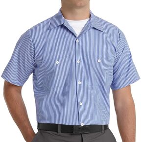 Red Kap Men's Industrial Stripe Work Shirt, Regular Fit, Short Sleeve