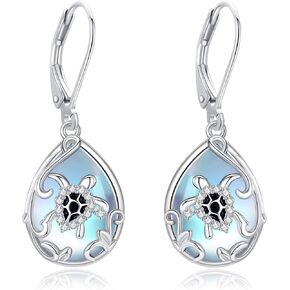 Turtle Earrings Sterling Silver Moonstone Earrings Sea Turtle Jewelry for Women