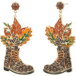 Madison Tyler Fall Earrings for Women | Cute Statement Autumn Earrings Dangling | Maple Leaf Scarecrow Shoes Shoes Rabbit Mushroom Earrings for Women