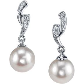 THE PEARL SOURCE 8-9mm Genuine Freshwater Cultured Pearl Delilah Earrings for Women