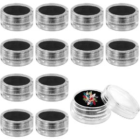 12 Pcs Mini Round Stone Box with Clear Top Lids and Sponge, Small Loose Diamond Gemstone Display Box, Plastic Gemstone Case Container Holder, Round Jewelry Show Box