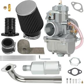 VM34 Carburetor Carb Intake Pipe Exhaust Muffler Kit for Predator 301cc 420cc GX390 GX340 GX270 13Hp 15Hp Engine Mini Bike Go Kart Cart Lawnmower Water Pump Parts