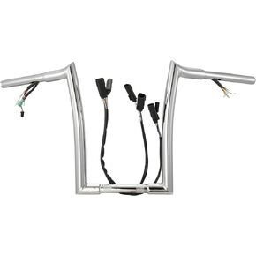 MoKitDora Road King Classic CAN-Bus TBW and Heated Grip wires 3-in-One Prewired 16" Rise Ape Hangers Meathook Handlebar 1-1/4" Fat 1" Clamp Z Bars for Harley 2008-2013 FLHRC, Chrome