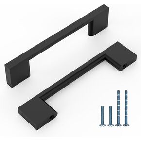 10 Pack 3.75 Inch(96mm) Kitchen Cabinet Handles Matte Black Cabinet Pulls Kitchen Cabinet Hardware Drawer Pulls for Cupboard Wardrobe
