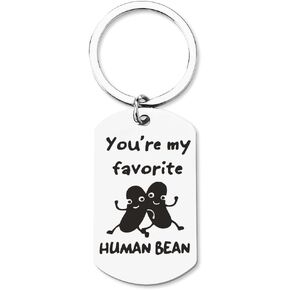 Funny Gifts for Boyfriend Best Friends You’ re My Favorite Human Bean Keychain Boyfriend Husband Valentines Day Birthday Gifts for Friends BFF Friendship Anniversary Christmas Gift for Women Men