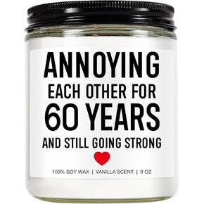 60 Years Candle, 60th Anniversary Decorations, 60th Anniversary, Gifts for Parents, 60th Wedding Anniversary, Gifts for Couple, Friends, Wife, Husband, Funny Gifts, Diamond Anniversary