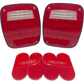 2PC LED Submersible Universal Combination Signal Tail Light Truck Lite DOT HTL-T101L-4R, RED