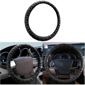 Car Steering Wheel Cover, Anti-Slip Soft Silicone Automotive Steering Wheel Protector, Comfortable Vehicle Steering Wheel Protective Accessories, Universal for RV, SUV, Truck (Black)
