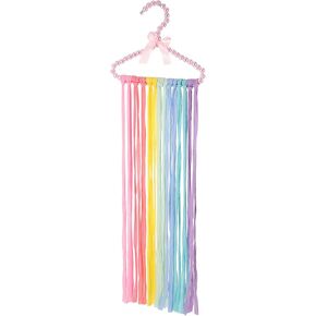 LOGOFUN Bow Hanger Hair Clips Storage Rainbow Hanger Hair Bow Holder with Tassels for Kids Girls Room Decor