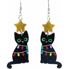Christmas Animal Earrings for Women Cute Cute Lazy Sloth Black Cat Earrings Dangle Spooky Earrings Acrylic Light Earrings Fun Christmas Jewelry Gifts in Kuwait