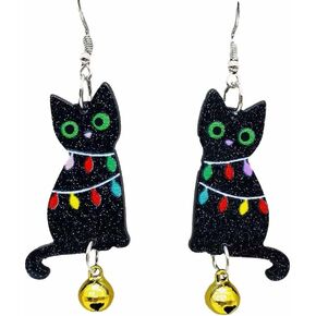 Christmas Animal Earrings for Women Cute Cute Lazy Sloth Black Cat Earrings Dangle Spooky Earrings Acrylic Light Earrings Fun Christmas Jewelry Gifts