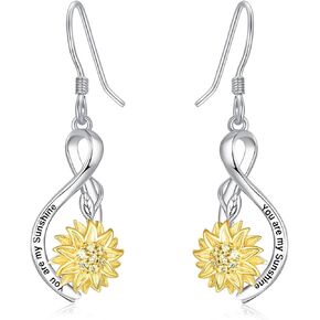 Dreamboat Sunflower Dangle Earrings for Women 925 Sterling Silver You Are My Sunshine Sunflower Drop Hook Earring Sunflowers Jewelry Gifts