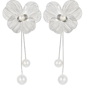 Sylph Big Flower Earring for Women 18K Gold Plated Flower Dangle Drop Earrings Oversized Boho Flower Earrings Large Statement Flower Earrings Trendy Exaggerated Flower Floral Earrings Jewelry Gift