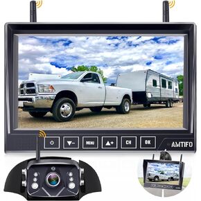 AMTIFO Backup Camera Wireless RV: Dual Back Rear View Cameras System with 7 Inch Monitor Trailer Truck Reverse Camera Plug-Play Easy Setup for Furrion Pre-Wired RVs(A9)