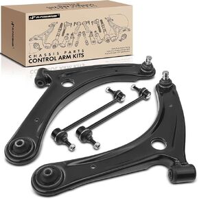 A-Premium Set of 4, Front Lower Control Arm, Sway Bar Link, Compatible with Jeep Compass 2007-2017, Patriot 2007-2017, Dodge Caliber 2007-2012