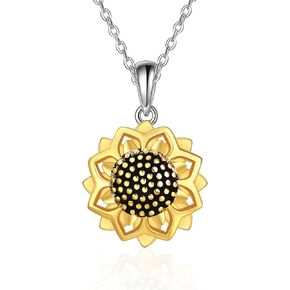 POPLYKE Sunflower Necklace for Women 925 Sterling Silver Sunflower Jewelry for Women You are My Sunshine Gifts