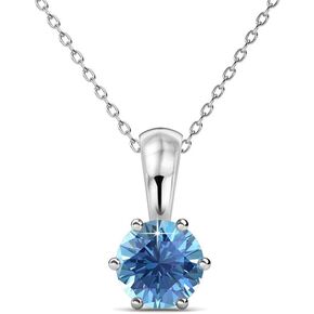 Cate & Chloe 18k White Gold Plated Birthstone Necklaces for Women, Silver Necklace for Women, White Gold Pendant Necklace with Round Cut Solitaire Crystals, Fashion Jewelry for Women