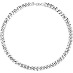 Chunky Mens Necklace Stainless Steel Curb Chain Miami Chain Link Chain Heavy Mens Pendant Necklace, Minimalist Punk Rock