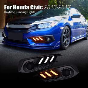 LED Daytime Running Light Driving Lamps Replacement for 2016-2018 Honda Civic 10th Gen Sedan (Fog Lights not Included)