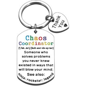 Chaos Coordinator Gifts Keychain, Office Christmas Gifts for Boss, Bosses Day Gifts for Women Men, Boss's Day Gifts for Her Him, Boss Day Gifts for Women Men, Thank You Gifts for Women Boss Coworker