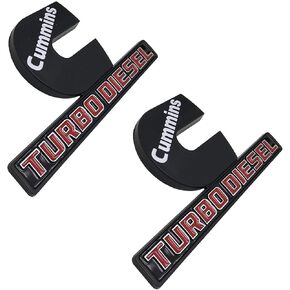 2X Cummins Turbo Diesel Decal Stickers badge Nameplate Emblem Compatible For Ram 2500 3500(Black Red)