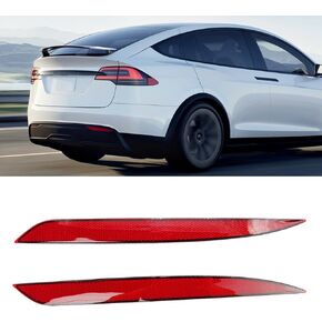 Jaronx Compatible with Tesla Mode Y Rear Bumper Reflector 2020-2023, Left & Right Rear Bumper Red Marker Lights Lens Trim, Tail Reflector Light Replacement for Model Y, Back Bumper Reflector Lights
