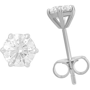 1/2 to 1.00 Carat Certified Lab Grown Diamond Round Cut 6 Claw Solitaire Stud For Women Men Unisex | Real 14K Yellow Or White Gold Prong Set Stud Earrings (Clarity: VS, Color: FG)