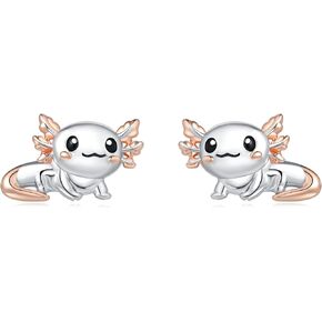 925 Sterling Silver Axolotl Earrings Stud Hypoallergenic Cute Axolotl Jewelry Gifts for Women