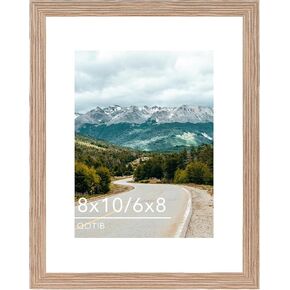 8x10 Picture Frame with 6x8 Mat Rustic Brown, Display 6x8 with Mat or 8x10 Without Mat, Wood 8 by 10 Photo Frame, 8 x 10 Frame for Wall Hanging and Tabletop Display, Rustic Brown