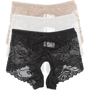 Sexy Underpant for Women, Seamless Low Rise Panties Hollow Out No Show Underwear Floral Lace Briefs 3 Pack