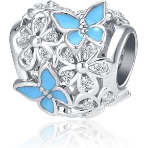 Butterfly Daisy Flower Heart Charm Clear CZ Bead for European Bracelet