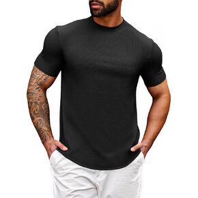 Beotyshow Mens T Shirts Casual Short Sleeve Shirts Slim Fit Longline Gym Workout Athletic Tee Shirts