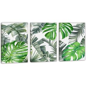 EAHunt Wall Art for Living Room Wall Decorations for Bedroom Office Wall Decor Green Wall Painting Botany Greenery Pictures Artwork For Modern Tropical Leaves Posters Home Decor 3 Piece 16"×24“