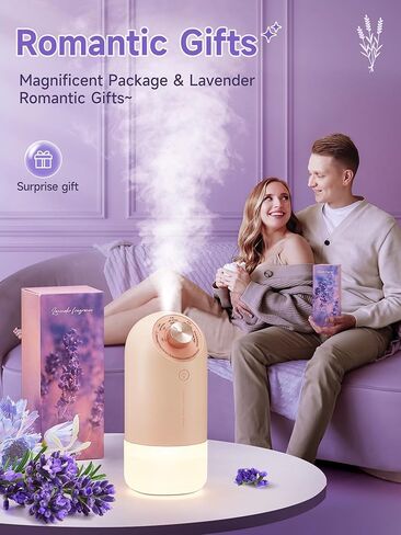 One Fire Lavender Scent Diffuser Waterless Diffuser, 4 Mist Scent Diffusers for Home Bathroom Diffuser Last 90 Days, 1800mAh Battery Operated Diffuser Cordless Diffuser, Car Fragrance Diffuser Gifts in Kuwait