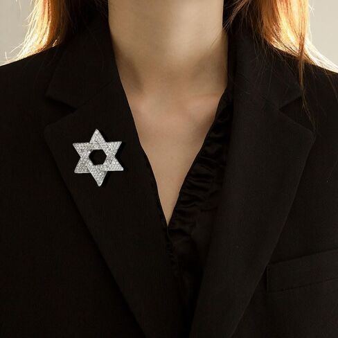 Star of David Brooch Pin Full Crystal Gold/Silver Star Lapel Pin Six Pointed Star Safty Pin Women Men Clothes Decorations in Kuwait