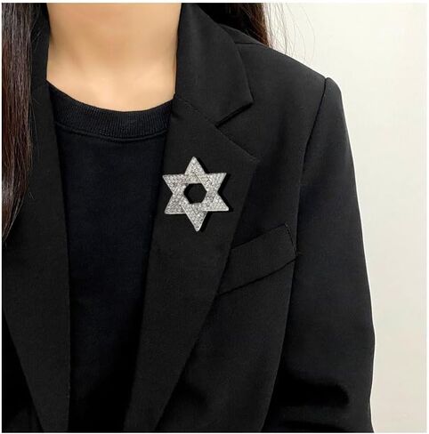 Star of David Brooch Pin Full Crystal Gold/Silver Star Lapel Pin Six Pointed Star Safty Pin Women Men Clothes Decorations in Kuwait