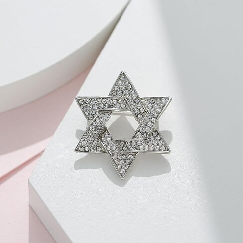 Star of David Brooch Pin Full Crystal Gold/Silver Star Lapel Pin Six Pointed Star Safty Pin Women Men Clothes Decorations in Kuwait