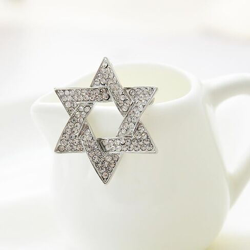 Star of David Brooch Pin Full Crystal Gold/Silver Star Lapel Pin Six Pointed Star Safty Pin Women Men Clothes Decorations in Kuwait