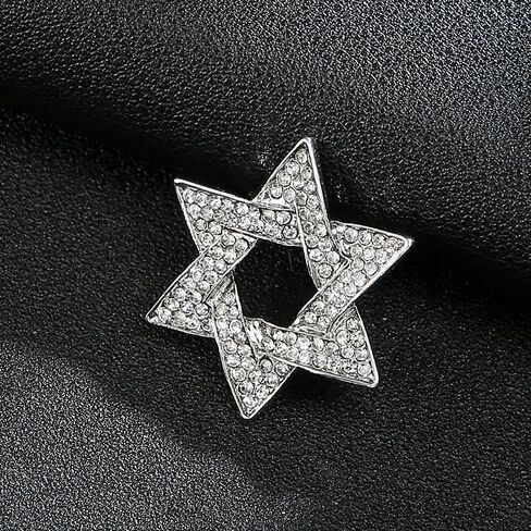 Star of David Brooch Pin Full Crystal Gold/Silver Star Lapel Pin Six Pointed Star Safty Pin Women Men Clothes Decorations in Kuwait