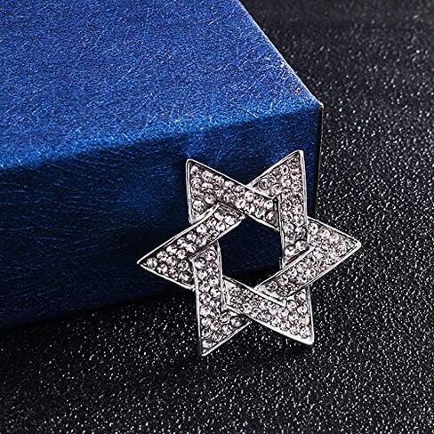 Star of David Brooch Pin Full Crystal Gold/Silver Star Lapel Pin Six Pointed Star Safty Pin Women Men Clothes Decorations in Kuwait