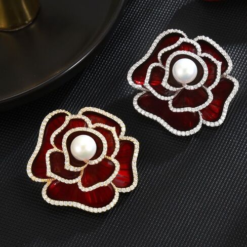 Flower Brooch for Women Rhinestone Flower Brooch Pins Floral Brooches Jewelry Gift for Mom Wife in Saudi Arabia