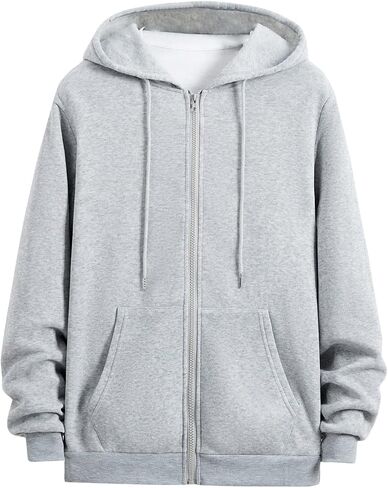 SHENHE Men's Drawstring Zip Up Hoodie Casual Drop Shoulder Hooded Sweatshirt with Pocket in Saudi Arabia