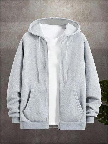 SHENHE Men's Drawstring Zip Up Hoodie Casual Drop Shoulder Hooded Sweatshirt with Pocket in Saudi Arabia