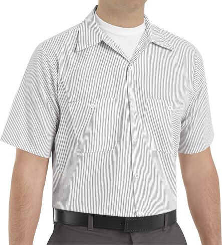 Red Kap Men's Industrial Stripe Work Shirt, Regular Fit, Short Sleeve in Saudi Arabia